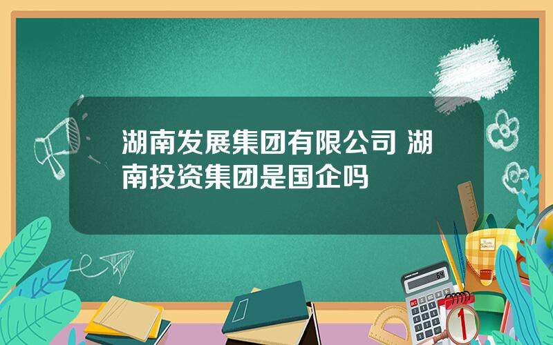 湖南发展集团有限公司 湖南投资集团是国企吗